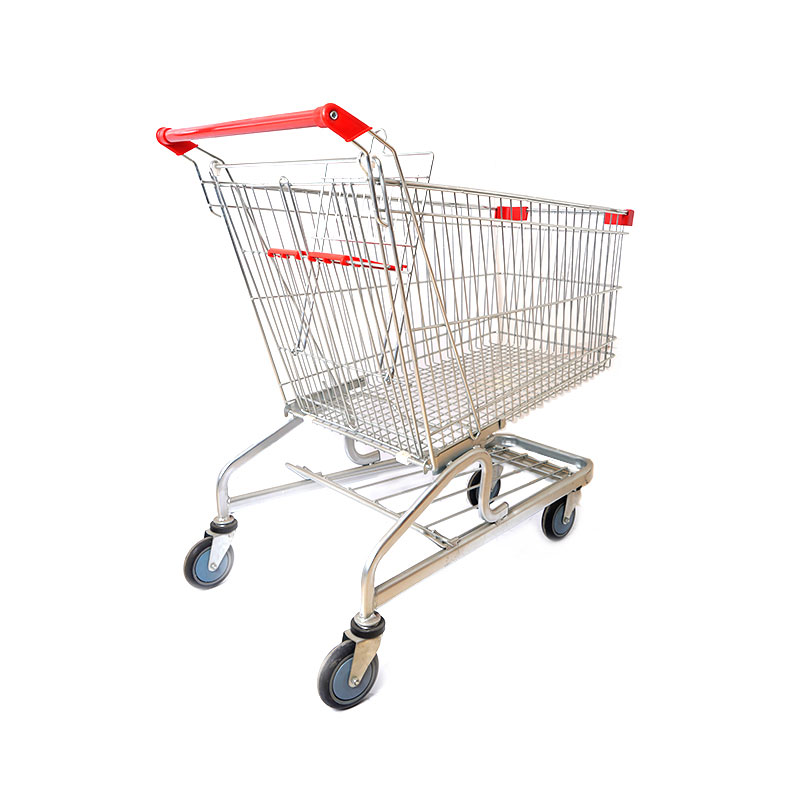 Carro de compras de metal DE-1.3 + compras de supermercado fáciles de usar, especificaciones fijas de color personalizado de metal de compras