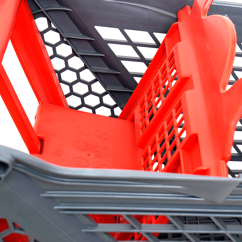 XC-PST-2. Carrito de compras de plástico + compras en el supermercado compras fáciles de usar especificaciones fijas de color personalizado de plástico